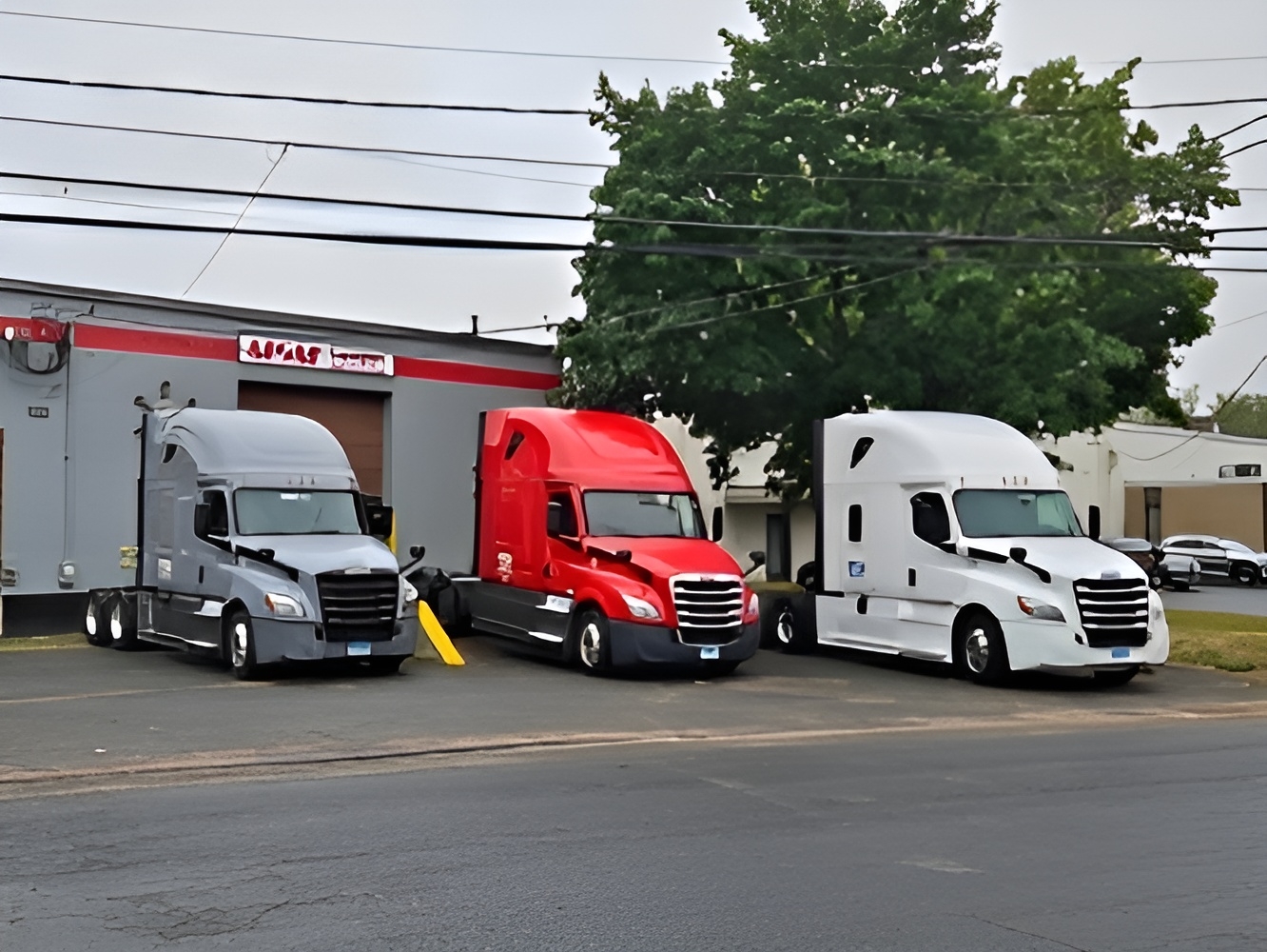 MSM Transport fleet of Freightliner trucks at the Hartford facility